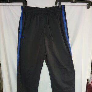 Under Armour Wind Pants Black w/ Royal Trim XL 100% Poly, Zipper Cuff & Pockets